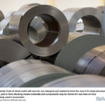 Raw material: Coils of sheet metal will soon be cut, stamped and welded to form the new 9-5's body structure. Raw material: Coils of sheet metal will soon be cut, stamped and welded to form the new 9-5's body structure.