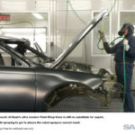 Human touch: At Saab's ultra-modern Paint Shop there is still no substitute for expert, hand-held spraying to get to places the robot sprayers cannot reach. Human touch: At Saab's ultra-modern Paint Shop there is still no substitute for expert, hand-held spraying to get to places the robot sprayers cannot reach.