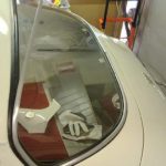 Rear window in the process of being mounted.