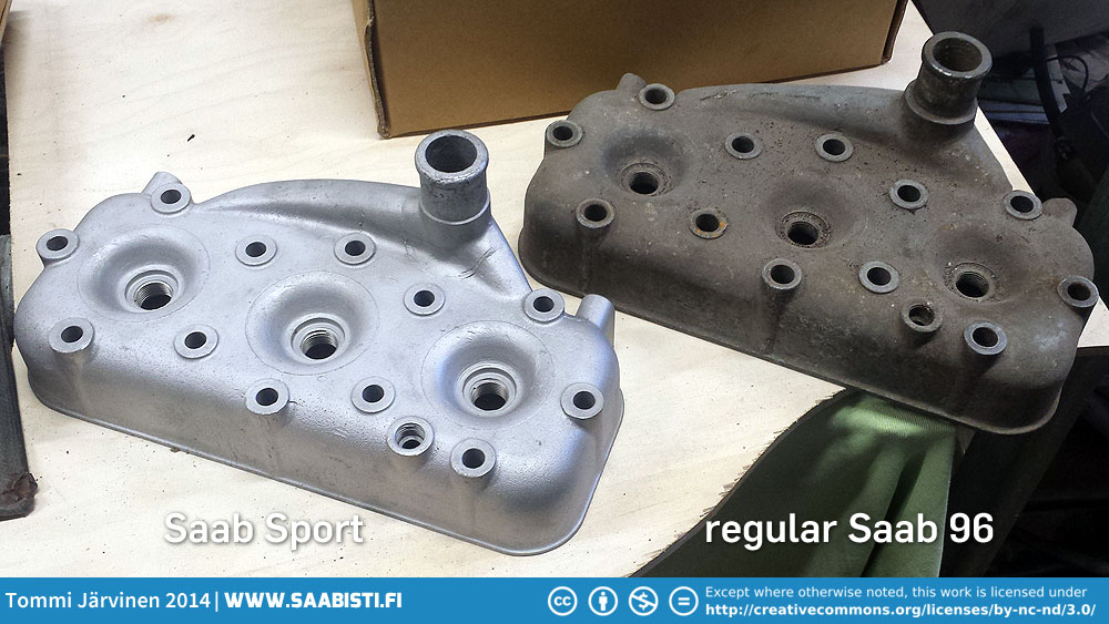 Here's Saab Sport head (left) and a regular 96 head (right). From the top there's not a whole lot different other than the Sport head having smaller bolt holes.