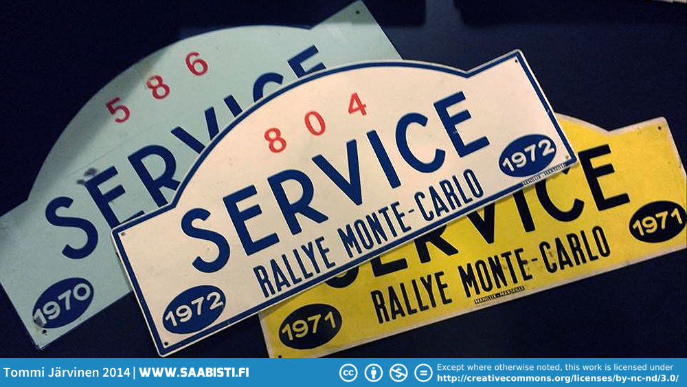 Some Monte-Carlo Rallye service car plackards.