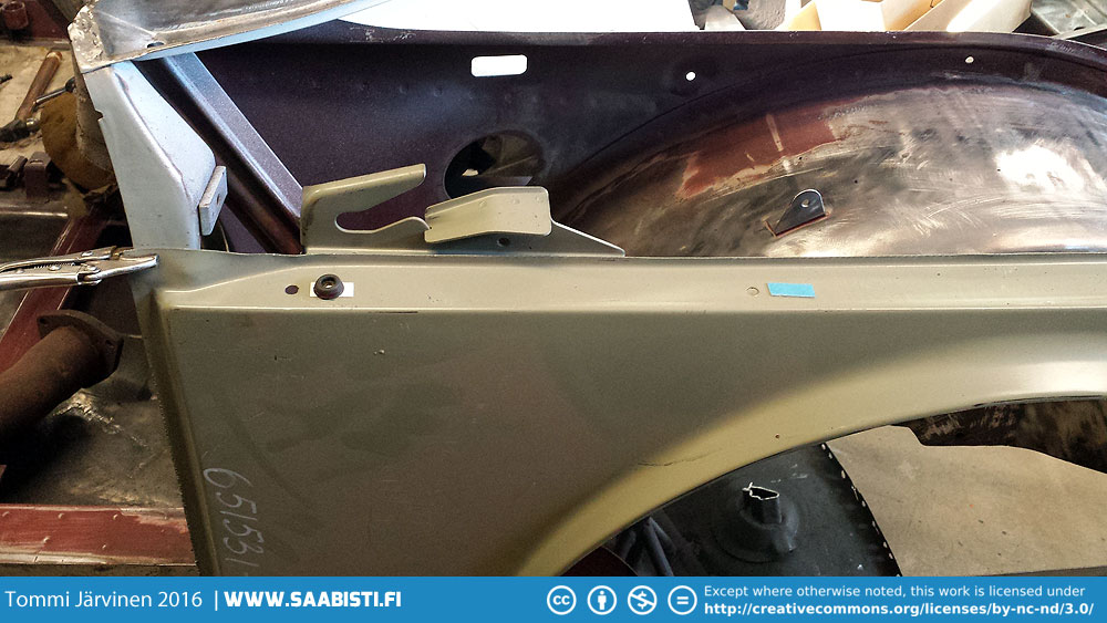 Fitting the right hand side fender.