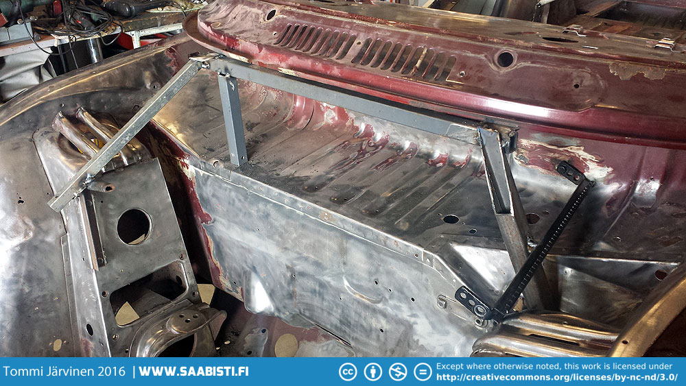 The windscreen frame bottom section was badly corroded and needed to be replaced. We made jig for it using the water holes as fixed points.