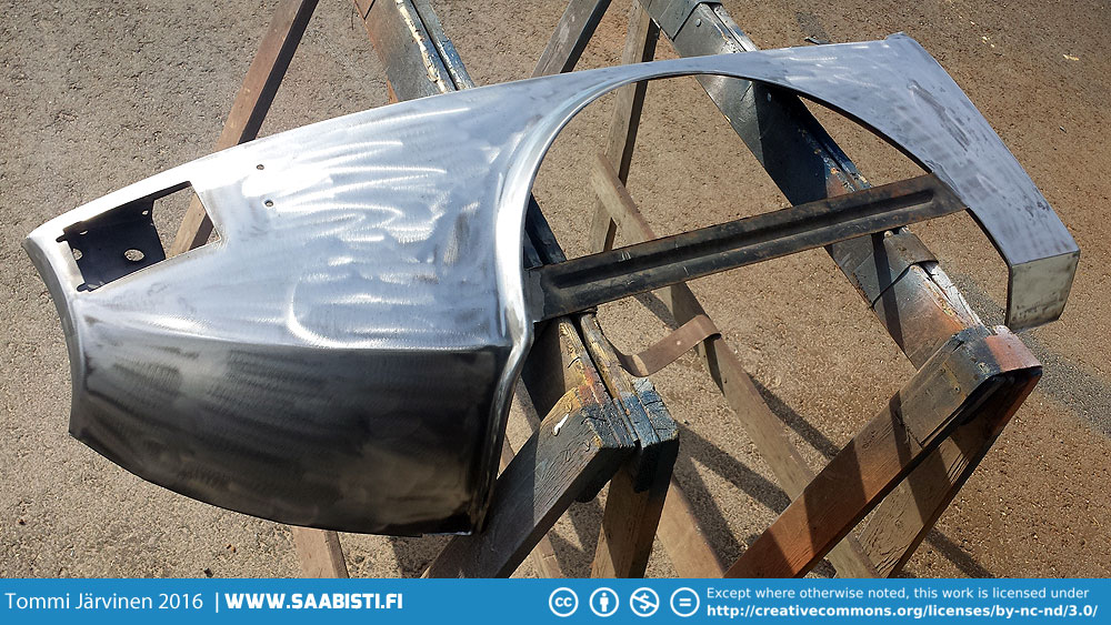Removing some storage rust on the front fender.