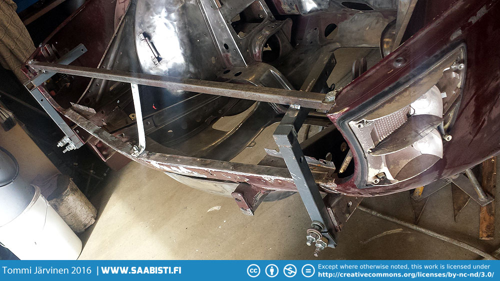 Making a welding jig for the front section. This will help keep the fenders in place while fitting everything.
